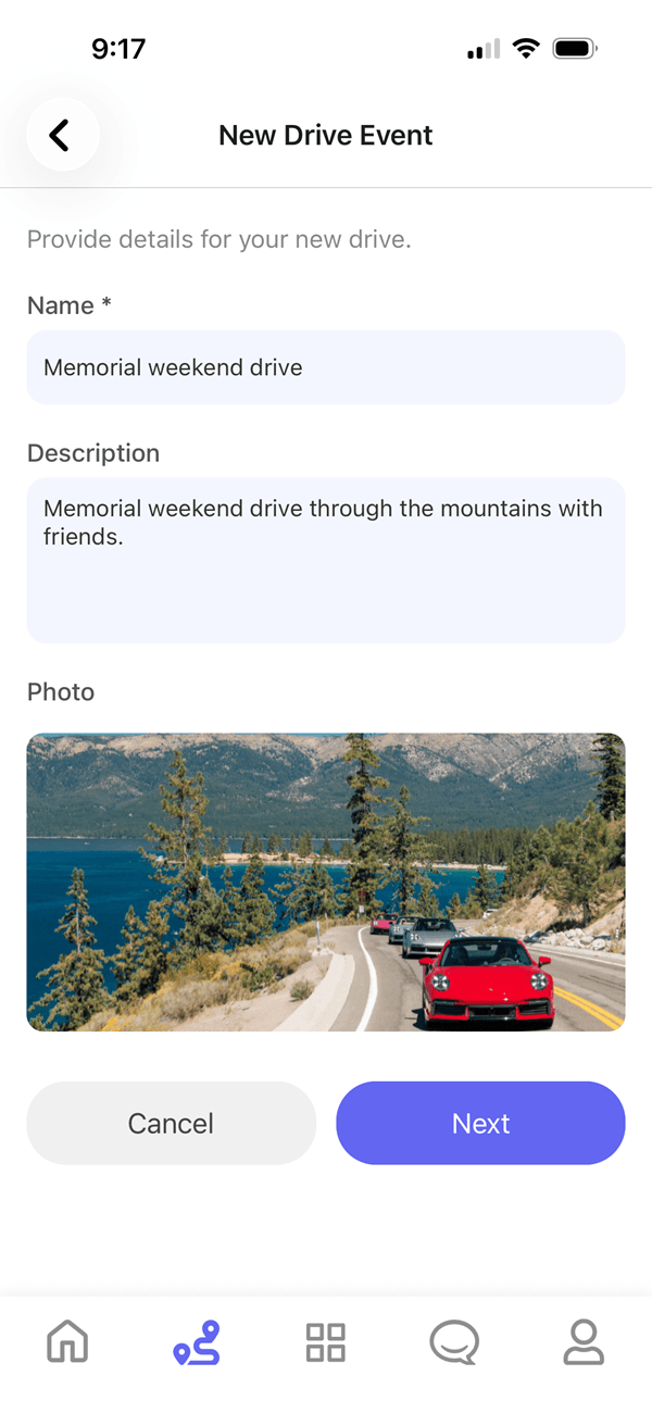 Add drive information: name, description, and photo